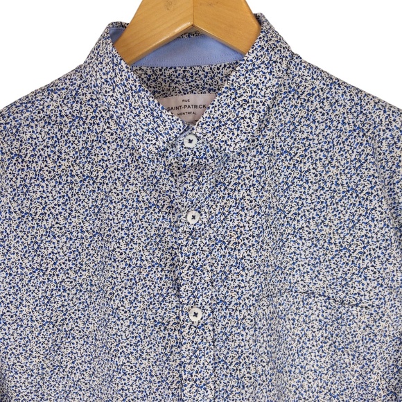 Men's Blue Floral Casual Button Down Shirt - Picture 3 of 9